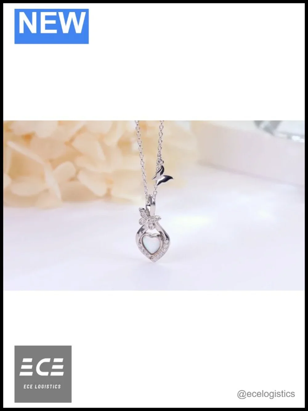 Sterling Silver Butterfly Heart Opal Infinity Necklace Women 18+2 Chain